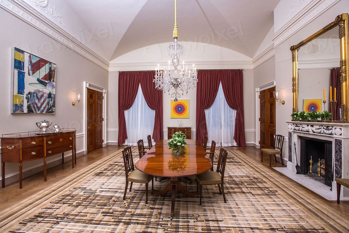 The dining room, laid for service